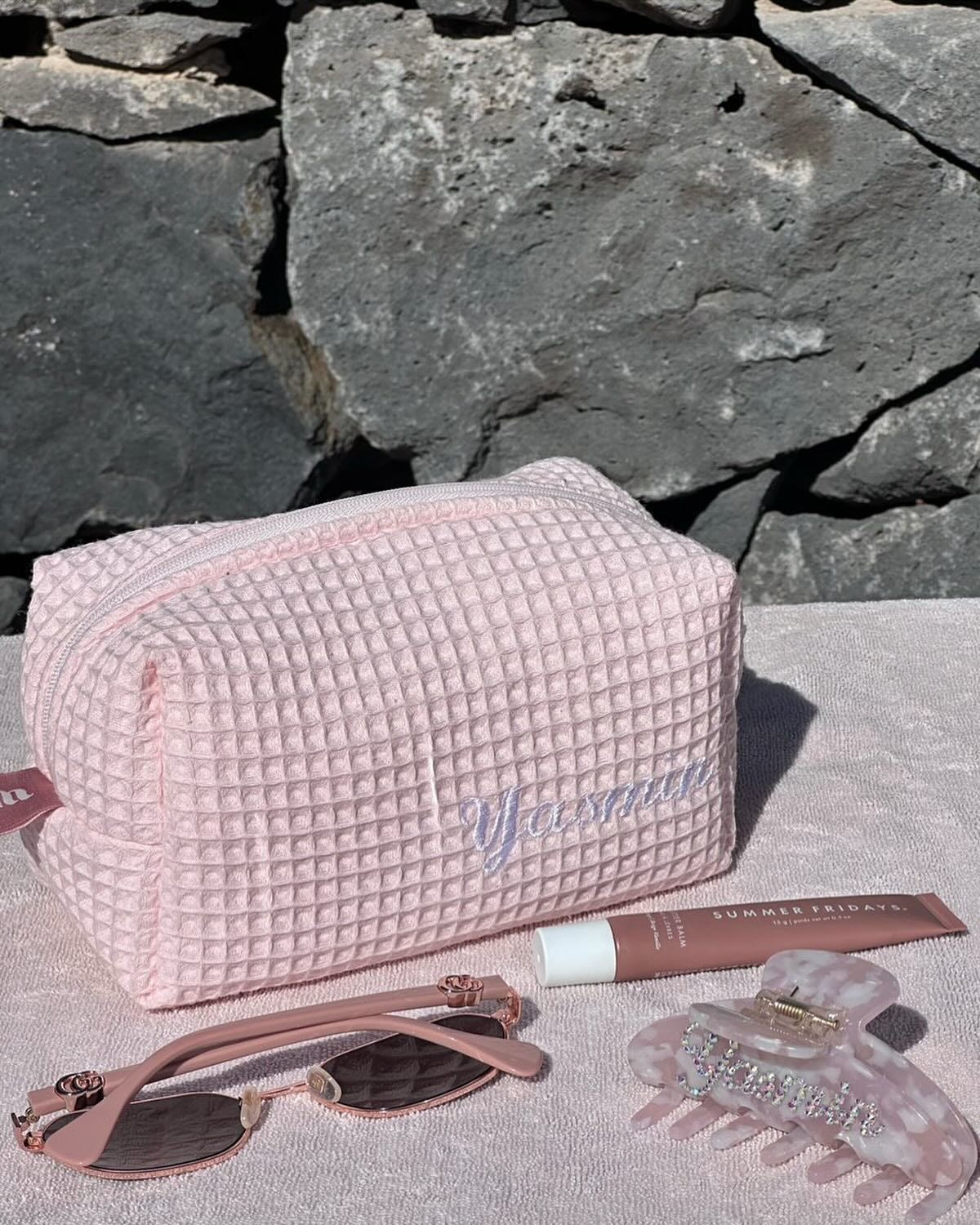 Embroidered Waffle Bag