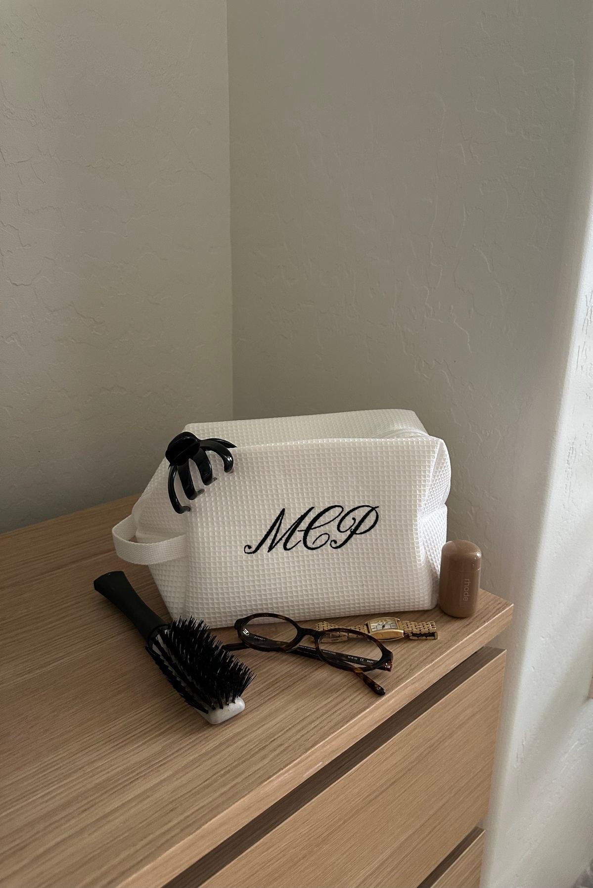 Embroidered Waffle Bag