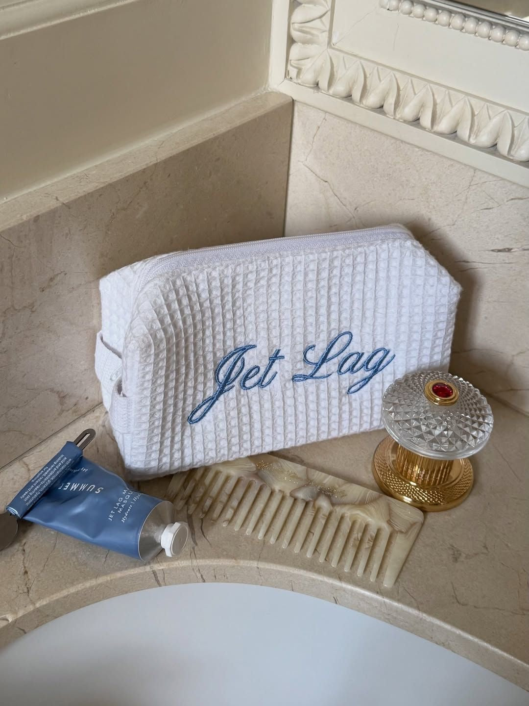 Embroidered Waffle Bag